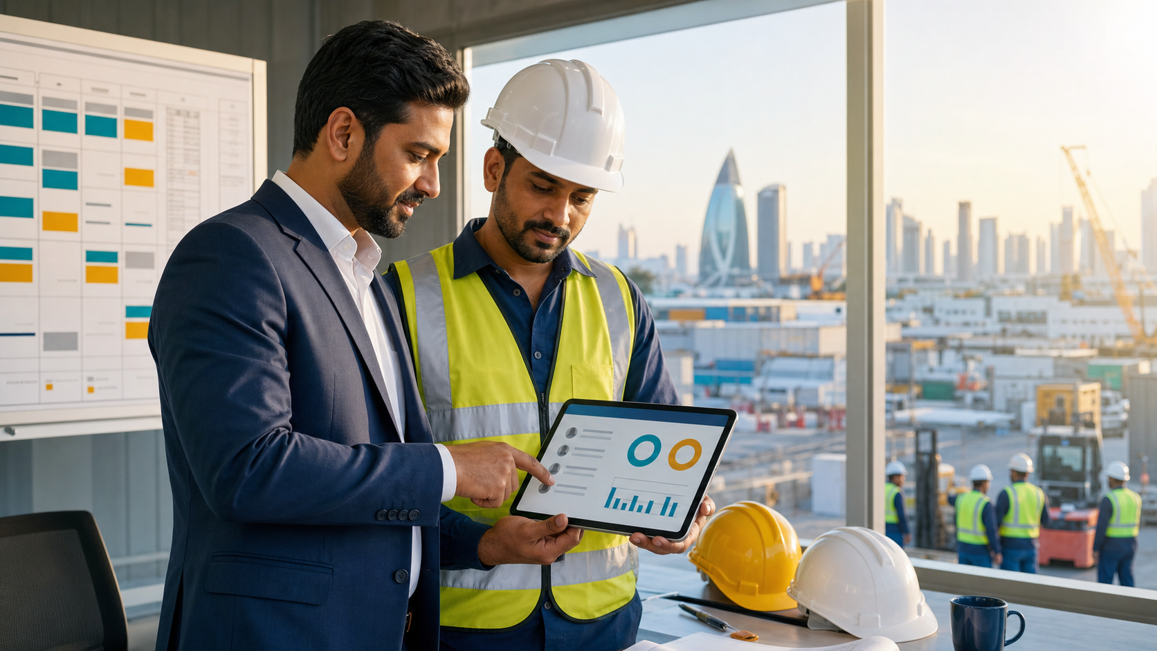 GCC employer reviewing verified blue-collar candidates at an operations site